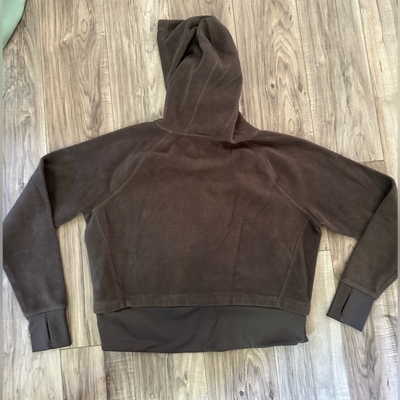 FLX Ascent Active Athletic Pullover Cropped 1/2 Zip Hooded Fleece Gray Size S - Picture 3 of 8